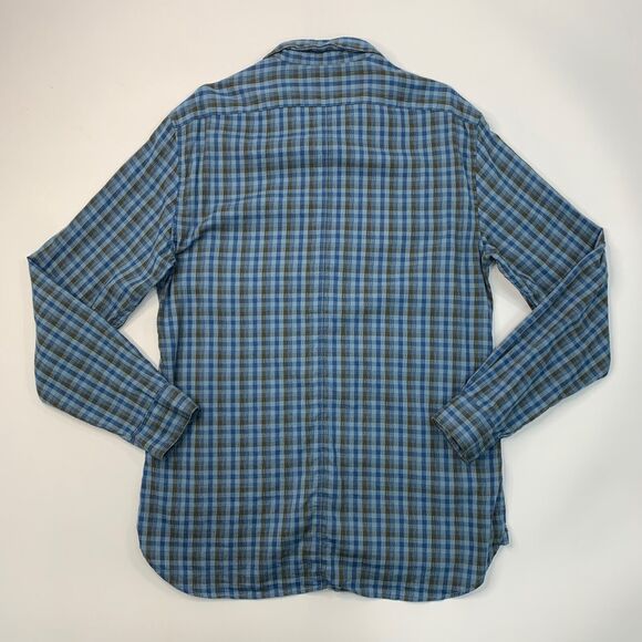 John Varvatos Shirt Mens XL Extra Large Blue Green Plaid Button Up Long Sleeve - Picture 7 of 10